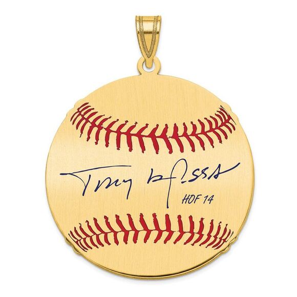 14K Gold Plated Tony La Russa Signature LG Enamel Baseball Pendant